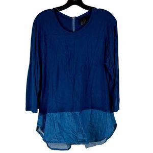 Women’s 3/4 Sleeve Block Color Blouse Zip Back Large